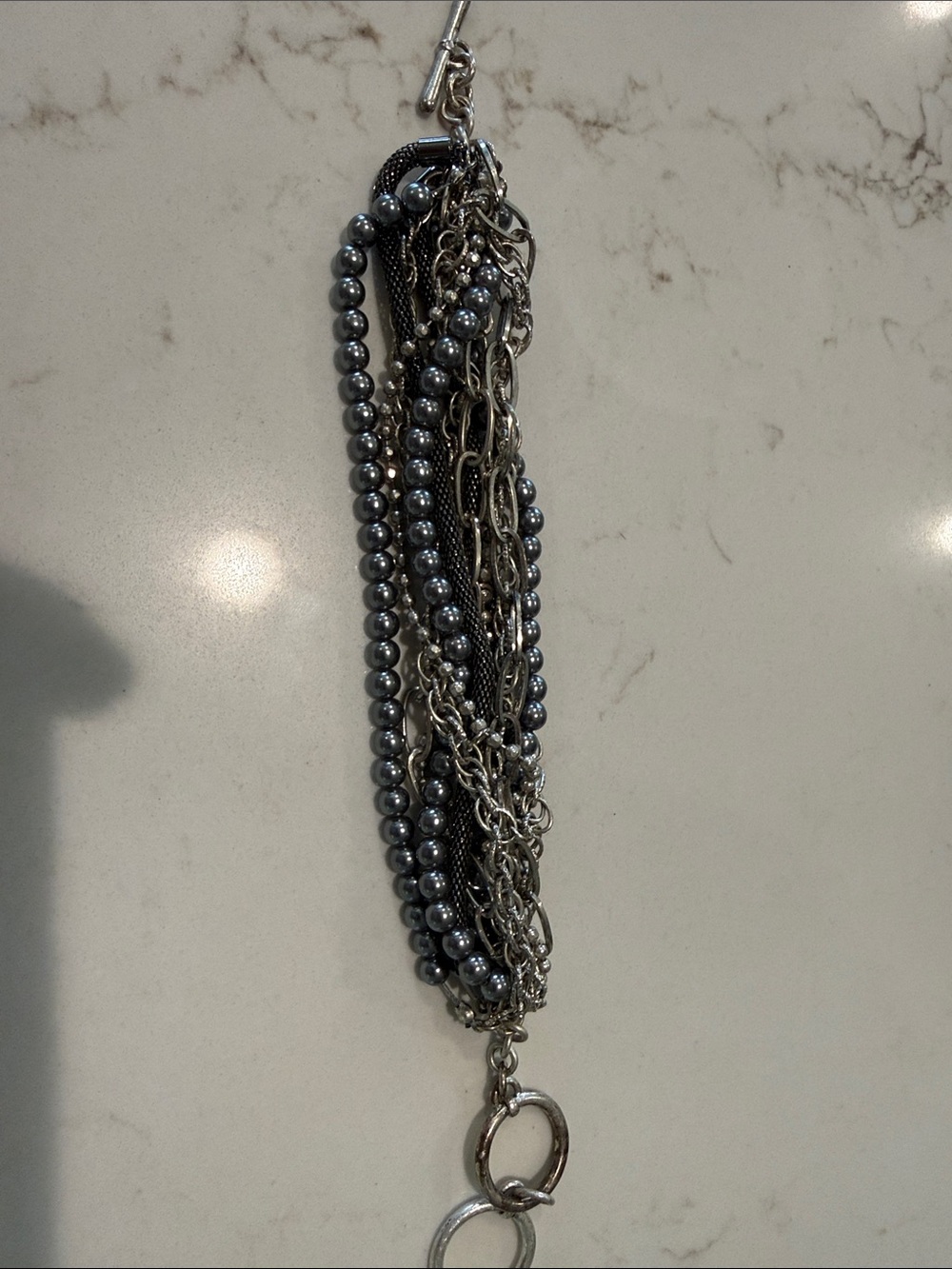 Banana Republic Multi-Strand Gray and Silver Bracelet